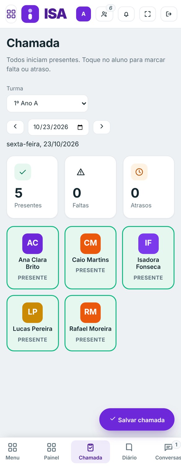 Chamada do professor no celular